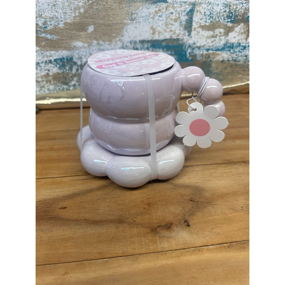 Sheffield Home Elegant Pink Iridescent Bubble Cloud Mug & Saucer Set